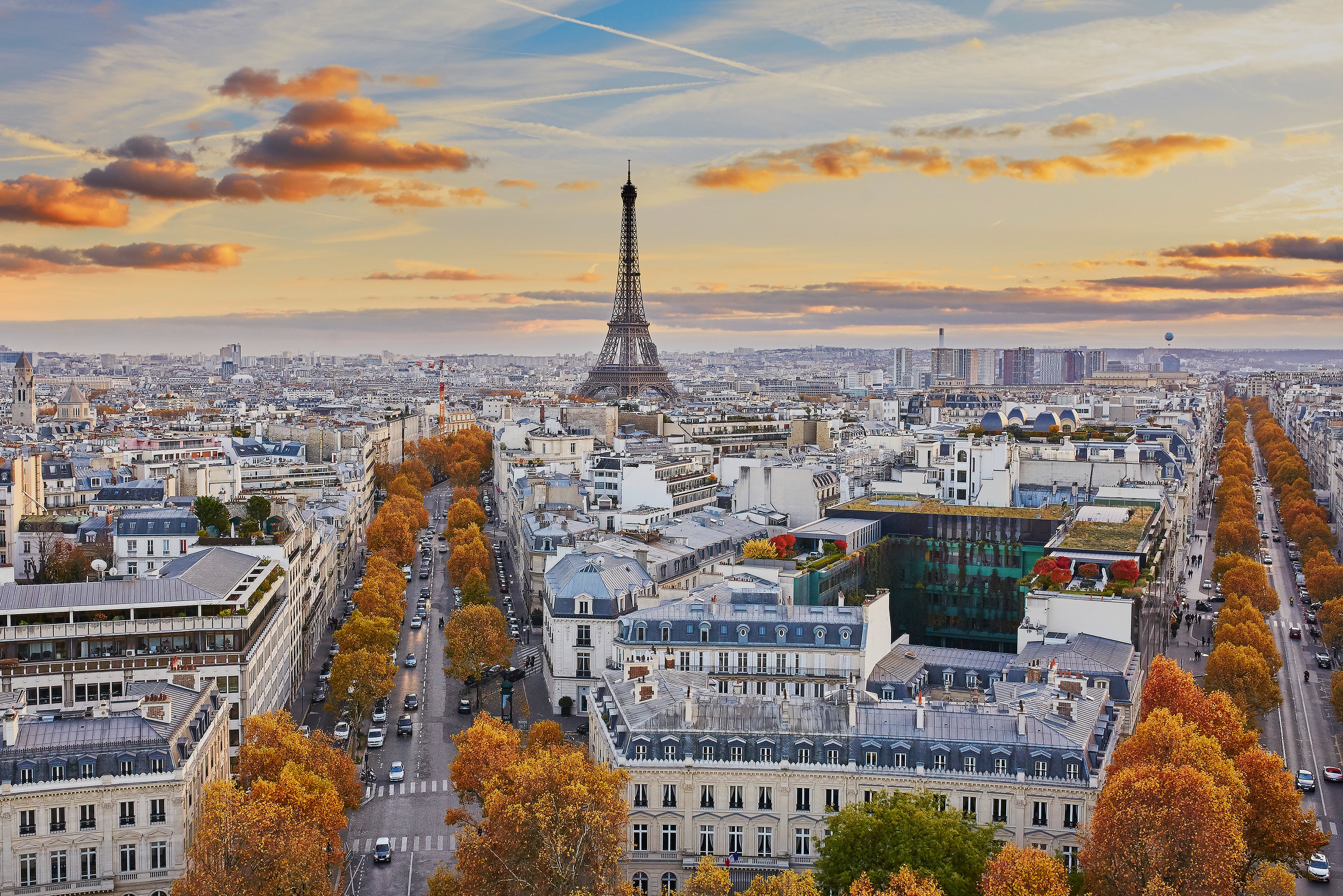 paris-eiffel-tower-sunset-aerial-view